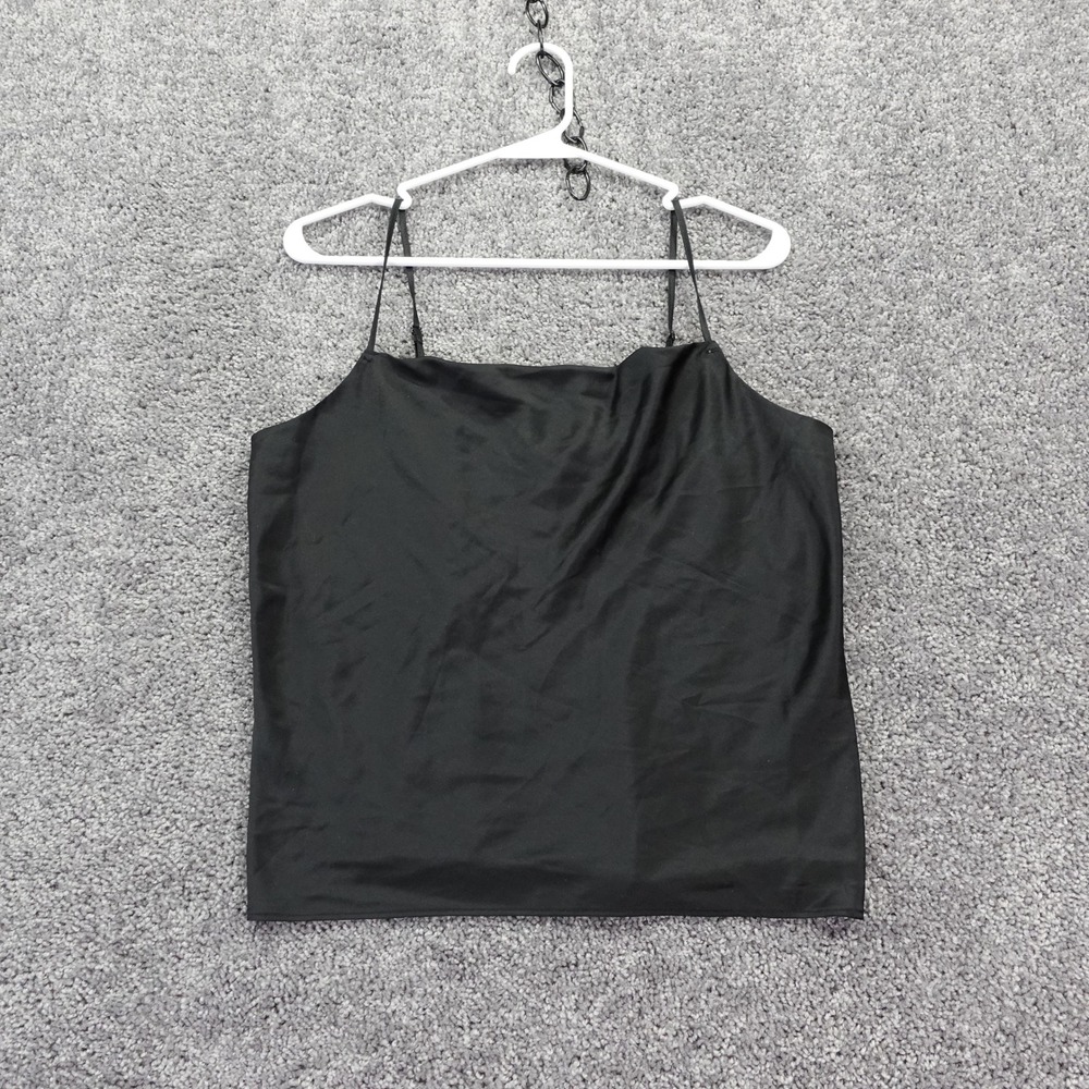Nine West Cami Womens Small Black Cowl Neck Satin Adjustable Strap Tank Top